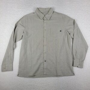 Marmot Shirt Mens Large Brown Beige Plaid Polynosic Rayon‎ Polyester Button Up